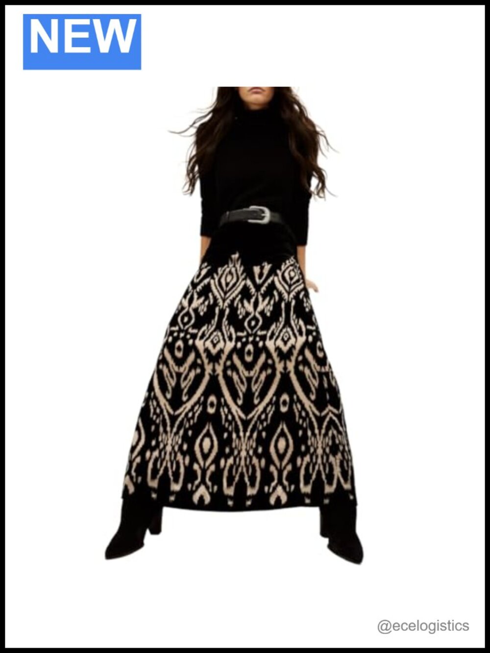 Burnout Velvet Maxi Skirt Pull On Regular Fit Bohemian Style